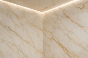 نمایی از دیوارپوش و سقف کاذب با ماربل شیت شبیه سنگ مرمر در دکوراسیون داخلی