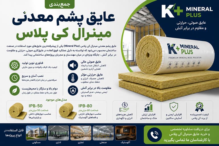 عایق پشم معدنی مینرال کی پلاس